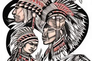 Two Native American depictions of salmon tattoo idea