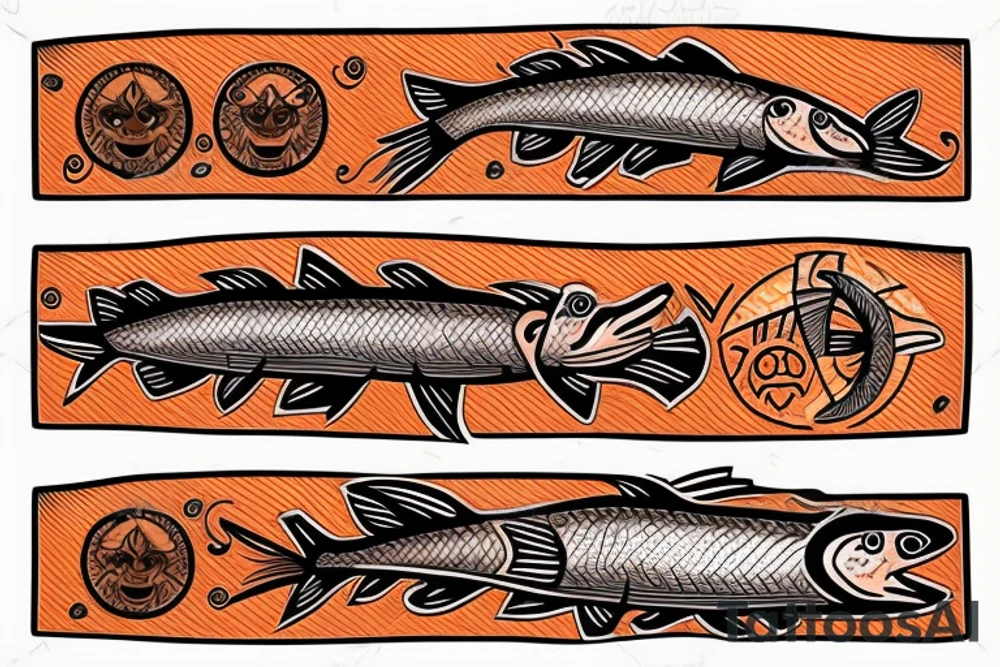 Two Native American depictions of salmon tattoo idea