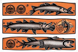 Two Native American depictions of salmon tattoo idea
