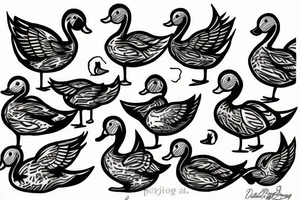 Duck duck goose with 11 ducks tattoo idea