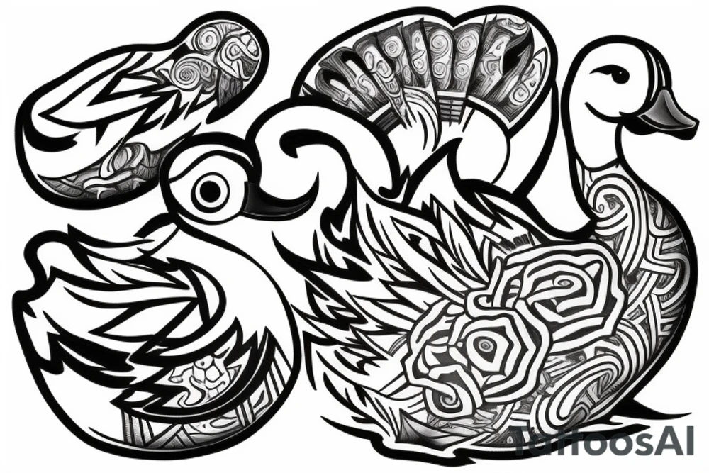 Duck duck goose with 11 ducks tattoo idea