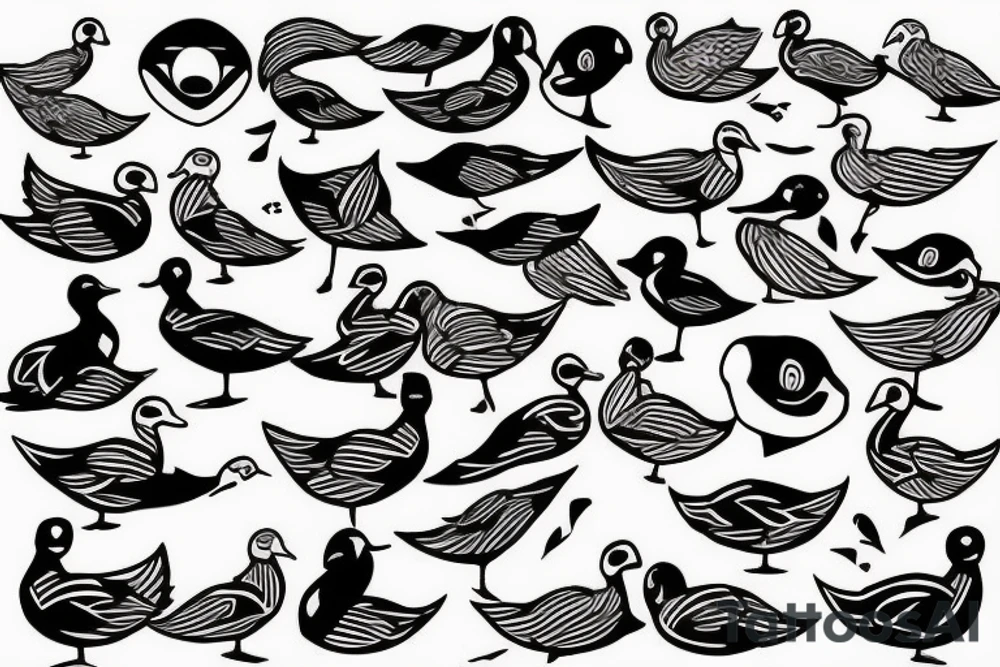 Duck duck goose with 11 ducks tattoo idea