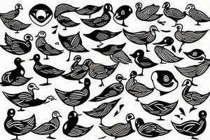 Duck duck goose with 11 ducks tattoo idea
