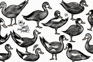 Duck duck goose where each duck is doing a different thing tattoo idea