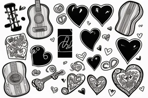 2 of hearts card design with a ukelele tattoo idea