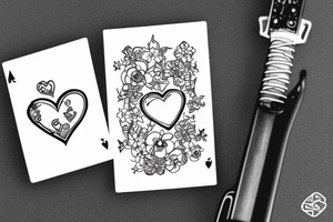 2 of hearts card design with a ukelele tattoo idea