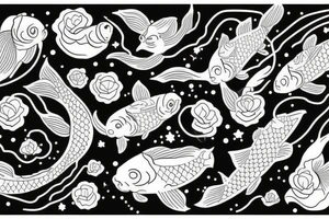 Koi fish with constellation inside tattoo idea