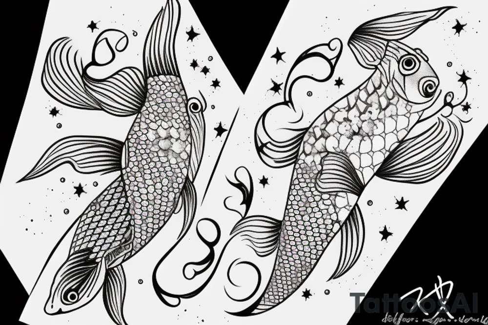 Koi fish with constellation inside tattoo idea