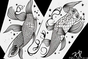 Koi fish with constellation inside tattoo idea
