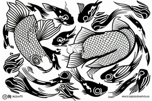 Koi fish with constellation inside tattoo idea