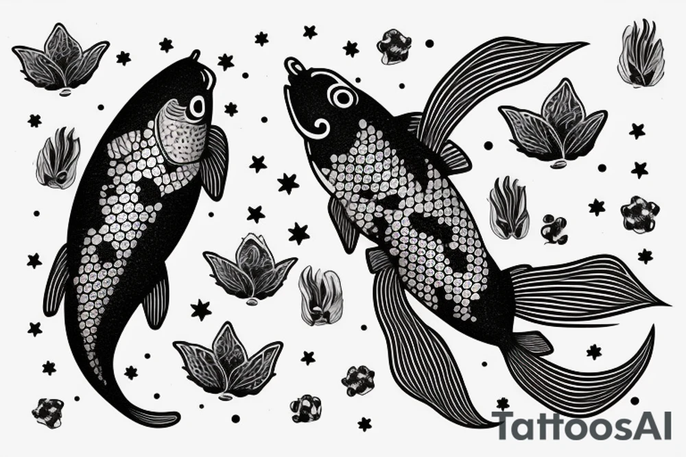 Koi fish with constellation inside tattoo idea