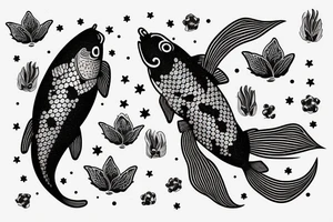 Koi fish with constellation inside tattoo idea