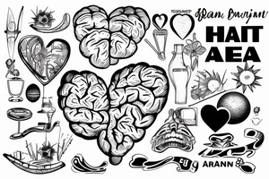 brain and heart connection with ipanema beach sunset tattoo idea