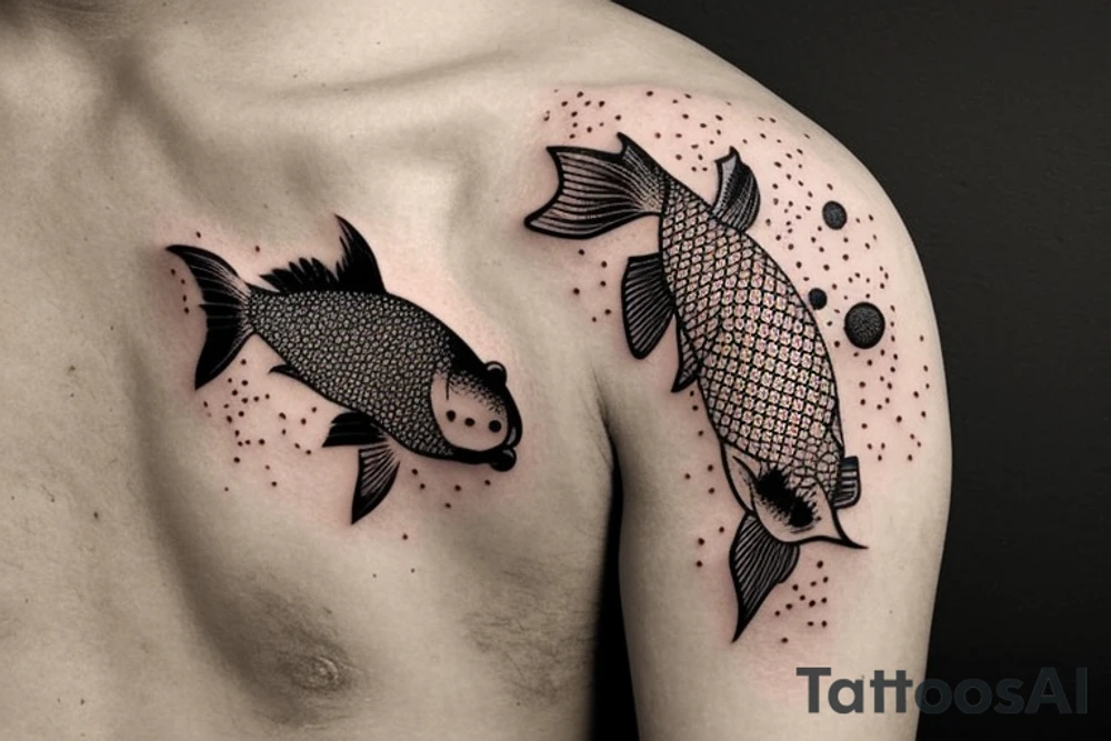 Koi fish with constellation inside tattoo idea