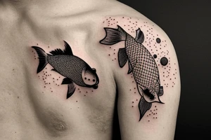 Koi fish with constellation inside tattoo idea