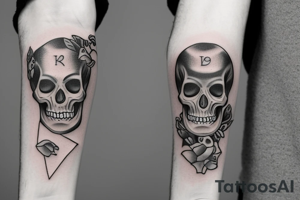 Skeleton watch with names: Riv & Luna tattoo idea