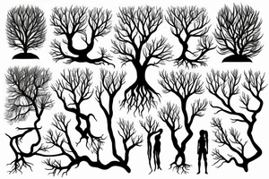 mind, body and soul connected with tree roots and branches tattoo idea