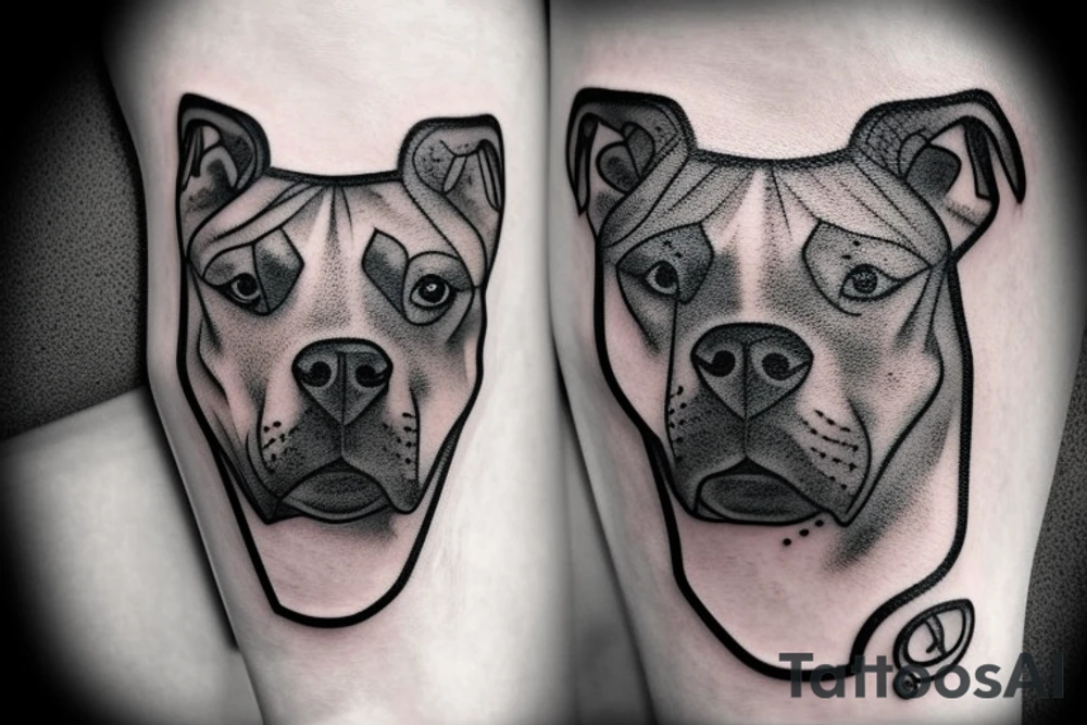 Outline of pit bulls face with a spot on one eye tattoo idea