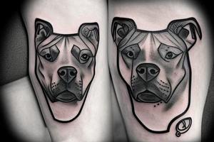Outline of pit bulls face with a spot on one eye tattoo idea