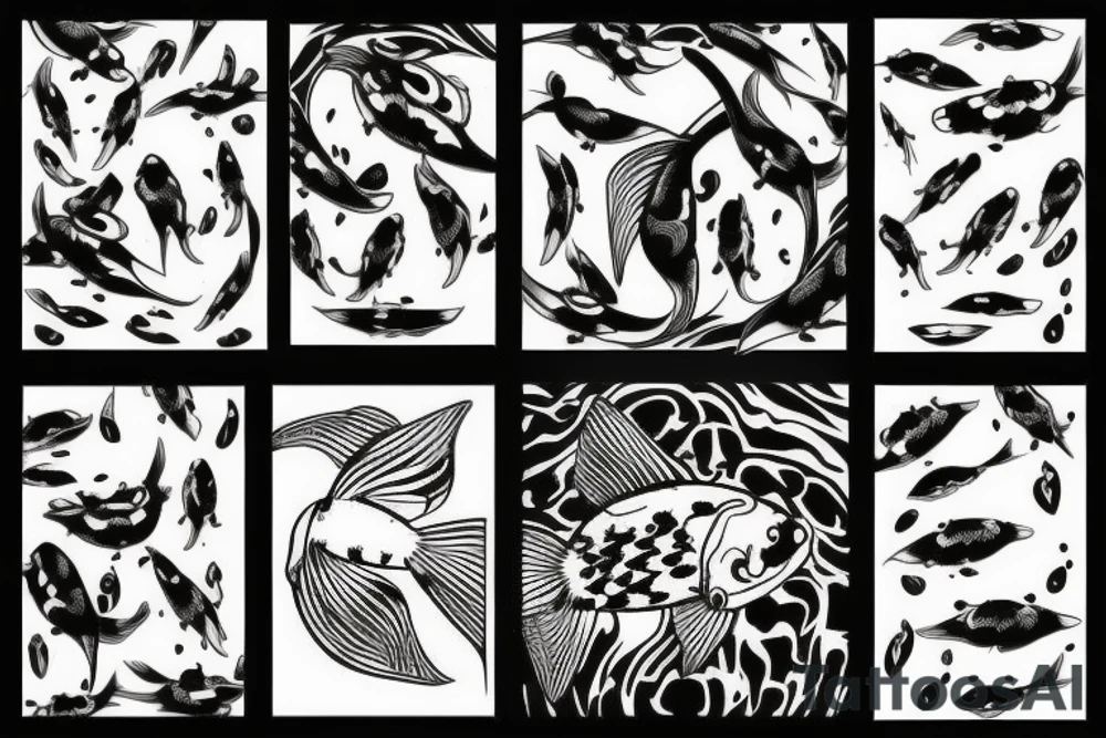 Koi fish and honeysuckle tattoo idea