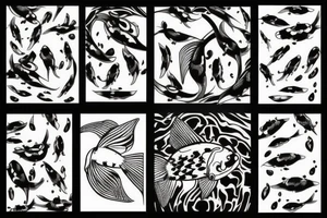 Koi fish and honeysuckle tattoo idea