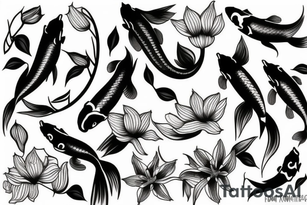 Koi fish and honeysuckle tattoo idea