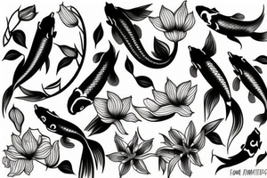 Koi fish and honeysuckle tattoo idea