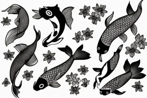 Koi fish and honeysuckle tattoo idea