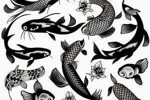 Koi fish and honeysuckle tattoo idea