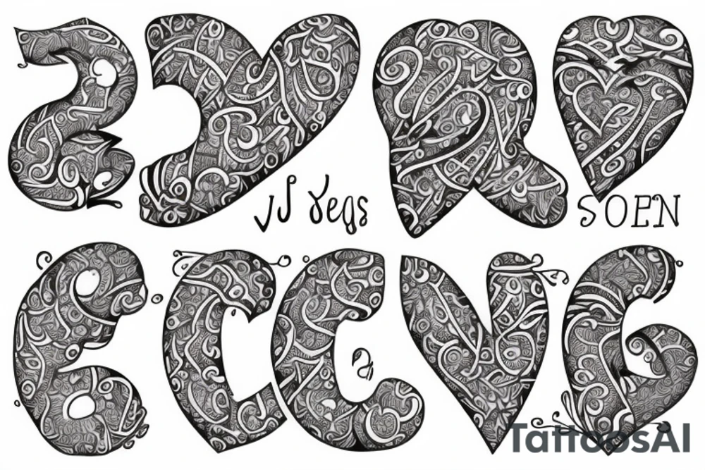 Jyotsna text with heart tattoo idea