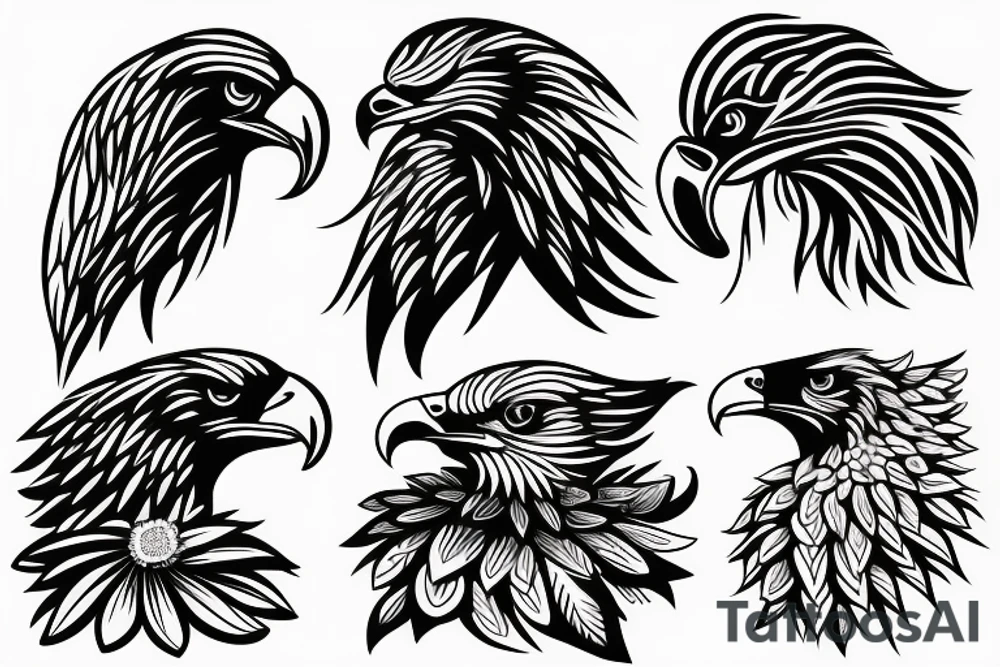 An eagle with Flowers tattoo idea