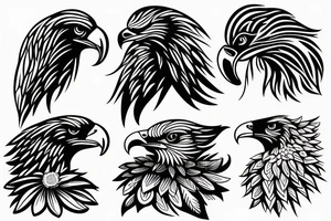 An eagle with Flowers tattoo idea