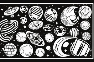 Planets of the solar aligned to the date 03/02/1988 tattoo idea