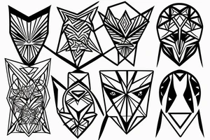 Geometric pattern with straight lines with angel eyes tattoo idea