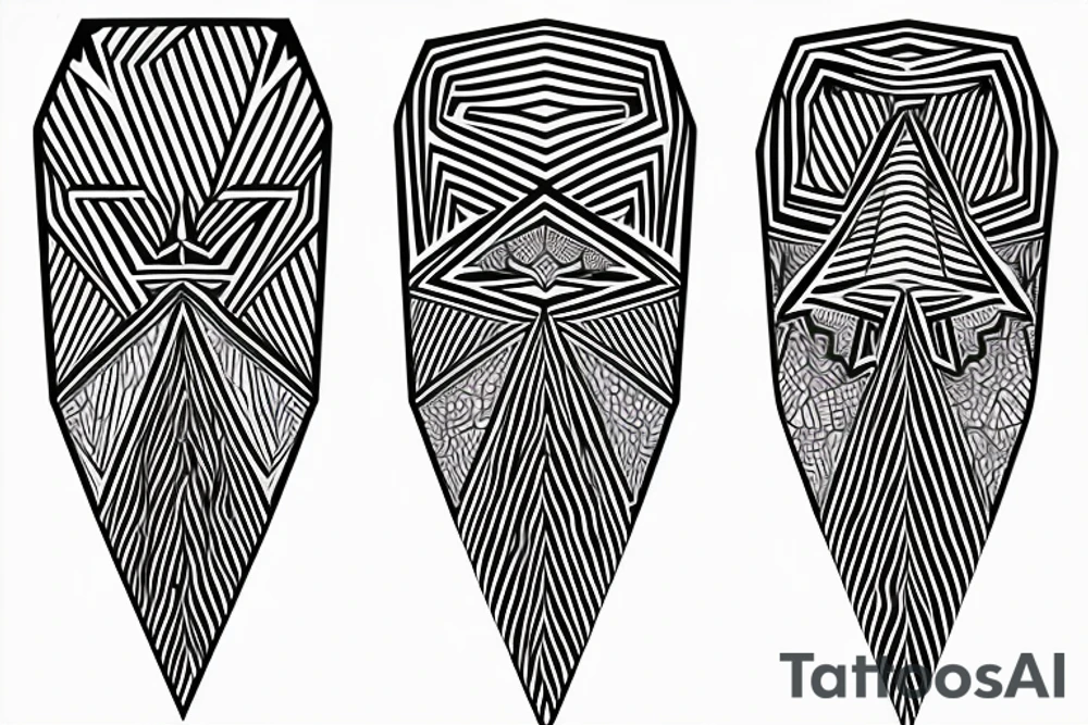 Geometric pattern with straight lines with angel eyes tattoo idea Geometric pattern with straight lines with angel eyes tattoo idea