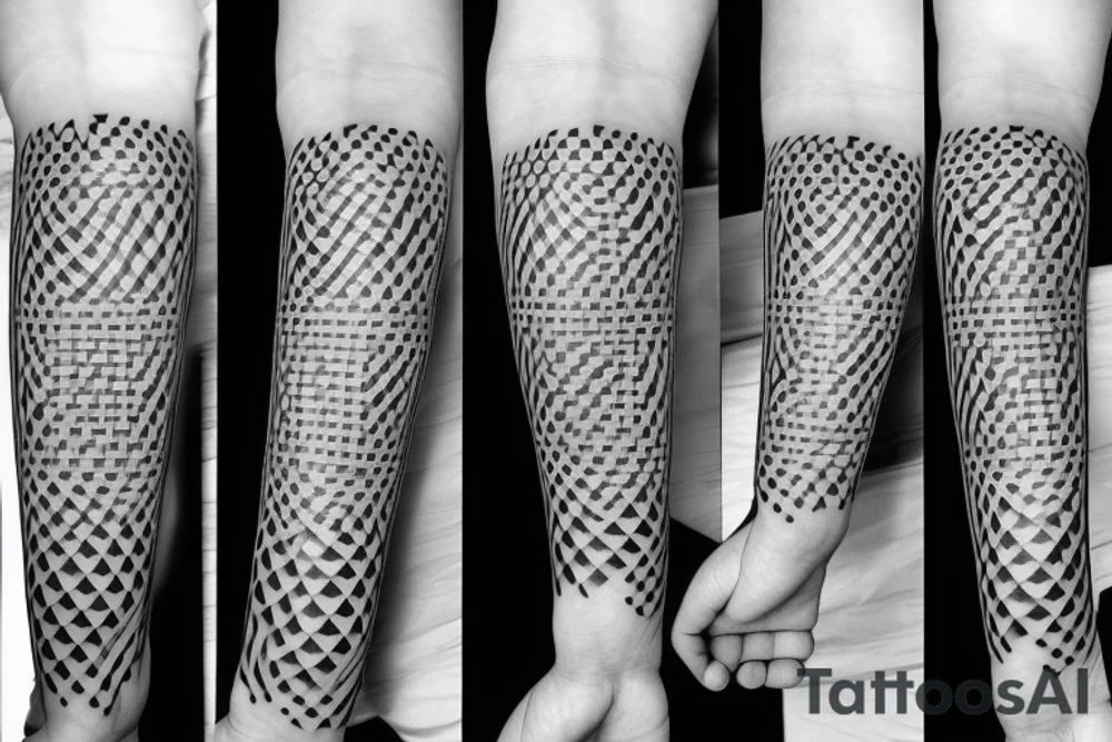 Geometric checkerboard pattern with straight lines with angel eyes tattoo idea