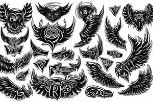 Devil wings surronded with runes tattoo idea