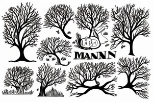man lying under tree tattoo idea