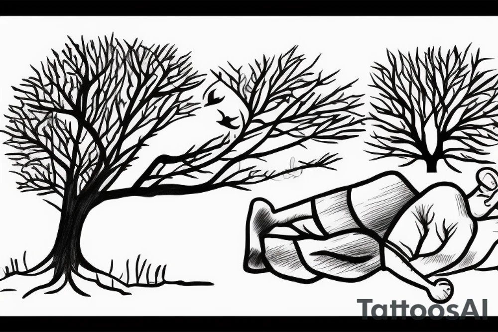 soldier sleeping under tree tattoo idea