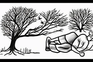 soldier sleeping under tree tattoo idea