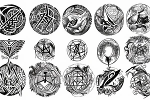 Devil wings surronded by a circle with runes on the circle tattoo idea