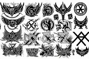 Devil wings with a swastika in a hexagram symbol tattoo idea