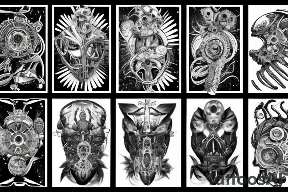 Surrealistic wolrd of a future utopia tattoo idea