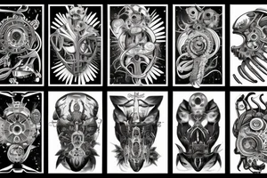 Surrealistic wolrd of a future utopia tattoo idea