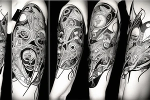 Surrealistic wolrd of a future utopia tattoo idea