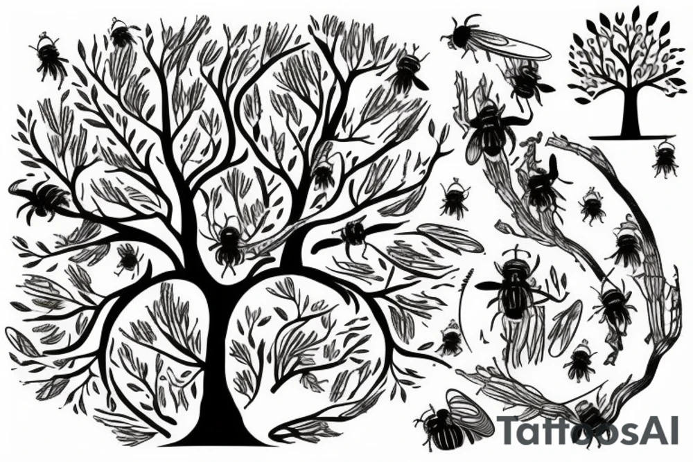 tree full of bees tattoo idea