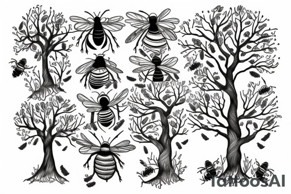 tree full of bees tattoo idea