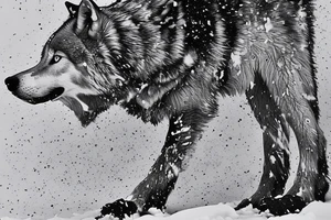 A Russian Soldiers walks trough a snowstorm together with his wolf. tattoo idea