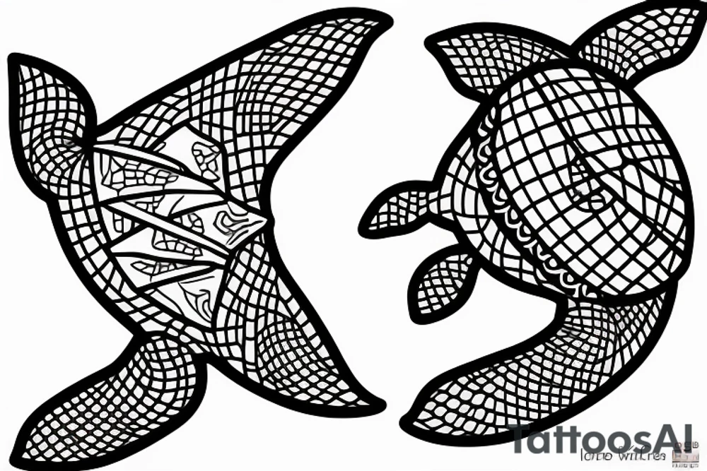 Seaturtle with geometric features tattoo idea