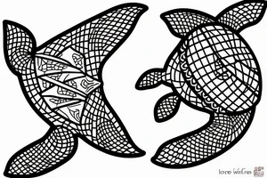 Seaturtle with geometric features tattoo idea